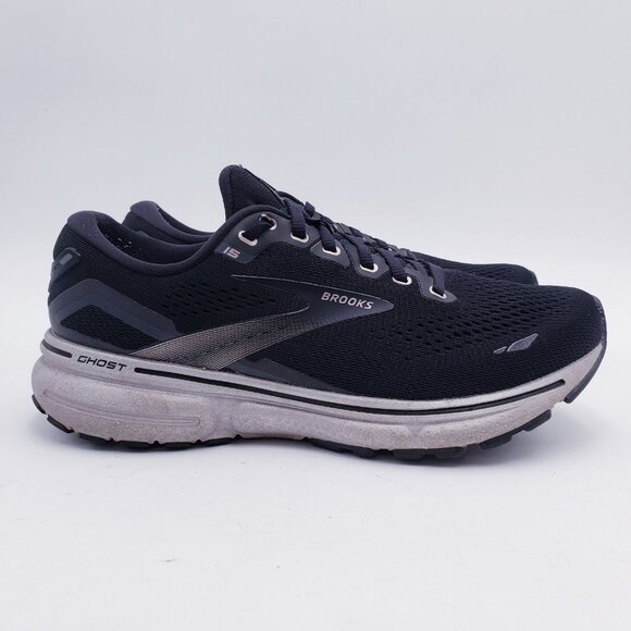 Brooks Ghost 15 Running Shoe Sneaker Lace Up Low Top Comfort Black Womens Size 9 - Picture 5 of 9